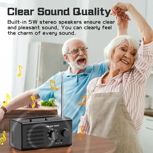 Vista 3 de Radio AM FM portátil, radio transistor Goodes enchufable de pared con batería con la mejor recepción, altavoz fuerte, excelente sonido, radios Cian