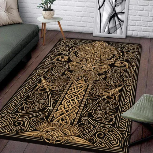 Vista 6 de Celtic Area Rug - Alfombra vikinga decorativa del árbol de la vida, suave, moderna, única, antideslizante, para comedor, regalo para padres, niños