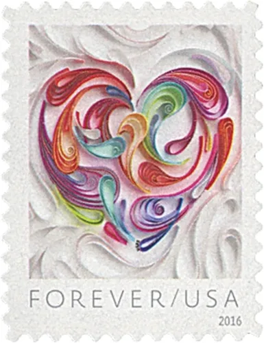 Vista 4 de Hoja de 20 estampillas postales Heart Forever en papel filigrana
