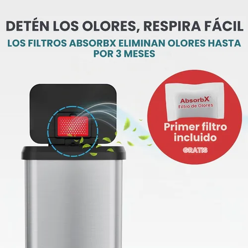 Vista 4 de iTouchless SoftStep EXP - Cubo de basura con pedal de 13.2 galones, con filtro de olores AbsorbX, basurero de acero inoxidable con plástico a prueba