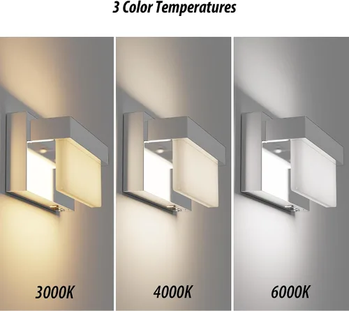 Vista 6 de Aplique de pared de batería cromado con interruptor de encendido/apagado, lámpara de pared LED de 8 pulgadas, pantalla acrílica, lámpara de pared