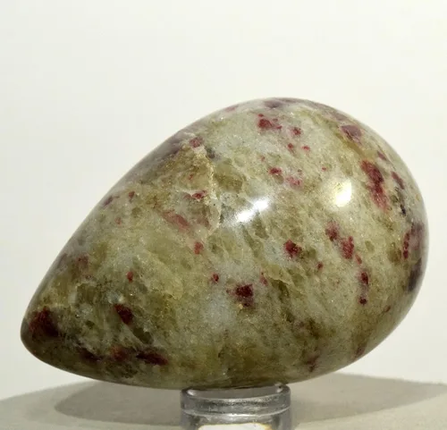 Vista 3 de Turmalina roja rosa de 2.402 in en huevo matriz con feldespato natural de cuarzo ahumado, piedra preciosa de decoración mineral pulida, Sudáfrica +