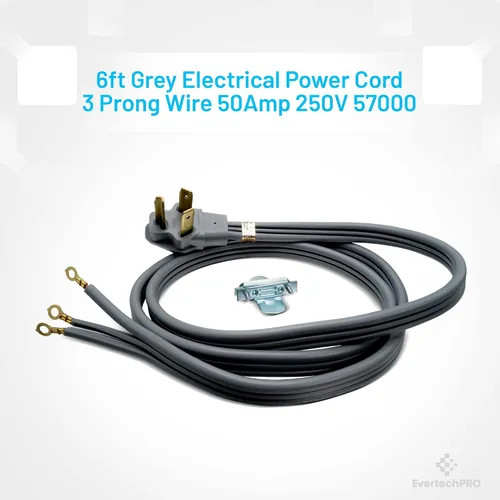 Vista 3 de Cable de alimentación de secadora de 3 clavijas de 6 pies con clasificación de 30 amperios, conector de cable de alimentación universal