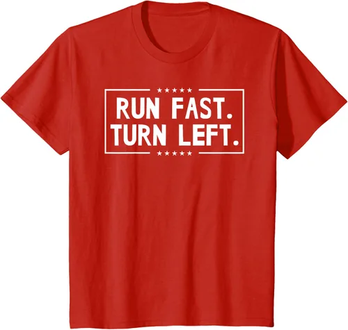 Vista 53 de Run Fast Turn Left - Camiseta para correr de pista y campo