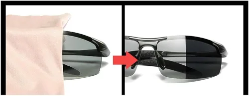 Vista 7 de minclLentes fotocromáticas polarizadas anteojos de sol Marco de conducción Ciclismo Semi photosensitive anteojos para Hombres
