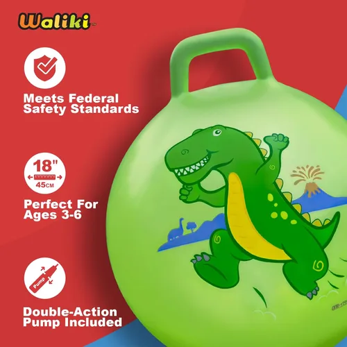 Vista 2 de WALIKI Bola de tolva de dinosaurio para niños de 3 a 6 años T-Rex Hop Ball Hippity Hop Sit & Bounce Toy con bomba Dinosaurio de salto