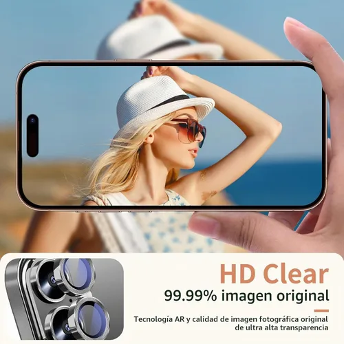 Vista 2 de Paquete de 2X2 Protector de Lente de Cámara para iPhone 17, iPhone 16 Plus/ 16 Protector de Pantalla de Lente de Vidrio Templado Cubierta de Cámara