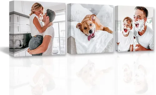 Vista 10 de DOARTDO Lienzo decorativo para pared, 3 paneles, impresiones en lienzo personalizadas con fotos familiares de tu boda, decoración del hogar listo