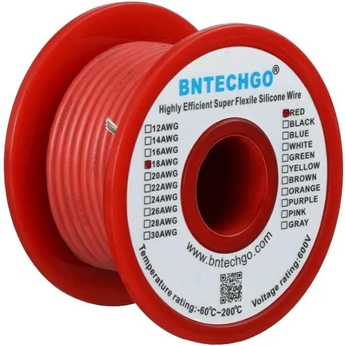 Vista 52 de BNTECHGO Alambre de silicona de calibre 16 rojo y negro cada 25 pies 2 Alambre de silicona calibre 16 rojo y negro