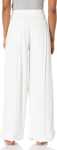 Vista 2 de M Made in Italy Pantalones largos palazzo de pierna ancha con cintura elástica para mujer