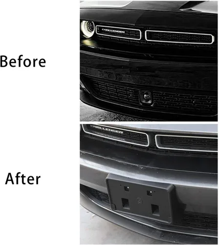Vista 6 de Voodonala para Challenger Marco Soporte de Montaje para Placa de Matrícula Delantera Cubierta Bracket para Accesorios Dodge Challenger 2010-2025+
