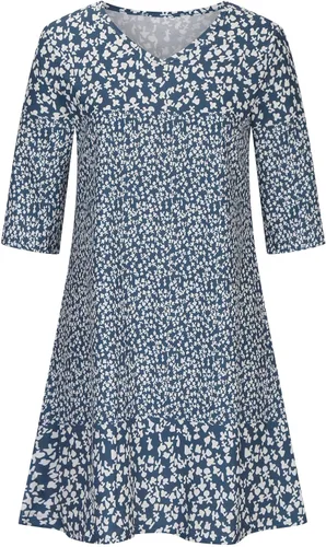 Vista 4 de Pejock Vestidos de manga 34 para mujer, vestido de verano de manga corta con cuello en V, vestido de camiseta con estampado floral para la playa