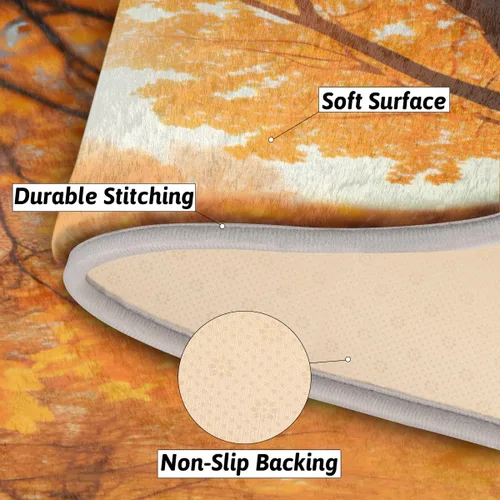 Vista 6 de cfpolar Maple Tree Forest Sunny Bathroom Rugs Non-Slip Bath Rug Microfiber Bath Mat Absorbent Kitchen Mats and Rugs Machine Washable Oval Plush