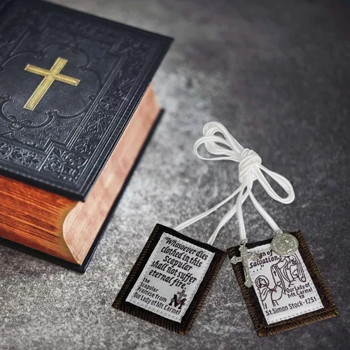 Vista 5 de TALPGOD Escapularios católicos, paquete de 3 Escapularios Católicos, Escapularios Católicos, regalo católico para mujeres y hombres con medalla