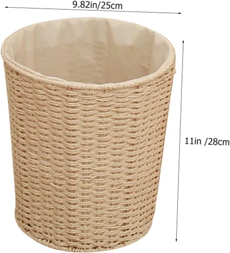 Vista 2 de Zerodeko Cesta de ratán de hierro, beige, bote de basura abierto