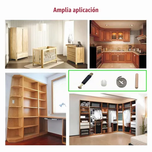 Vista 7 de 300 piezas 3 en 1 de accesorios de conexión de muebles, kit de cierre de leva, montaje de leva y pasadores de madera y cerraduras de leva de tuerca