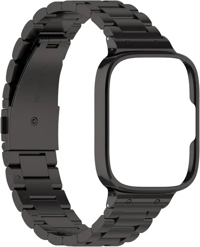 Vista 4 de Correa de reloj compatible con Redmi Watch 3 Active/Watch 3 Lite, correa de metal de acero inoxidable con funda, pulseras ajustables para Redmi