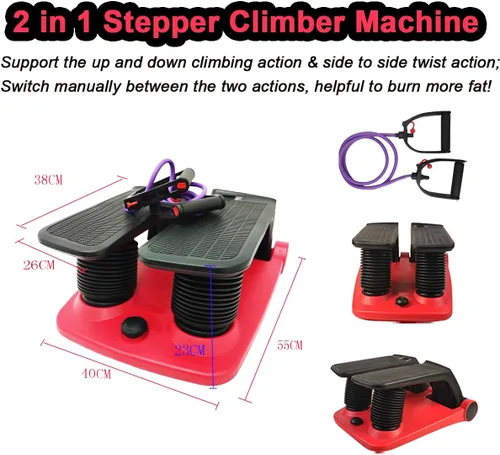 Vista 2 de INTBUYING Máquina de fitness escalador paso a paso con bandas resistentes, equipo de ejercicio portátil para escaleras, cardio, de bajo impacto