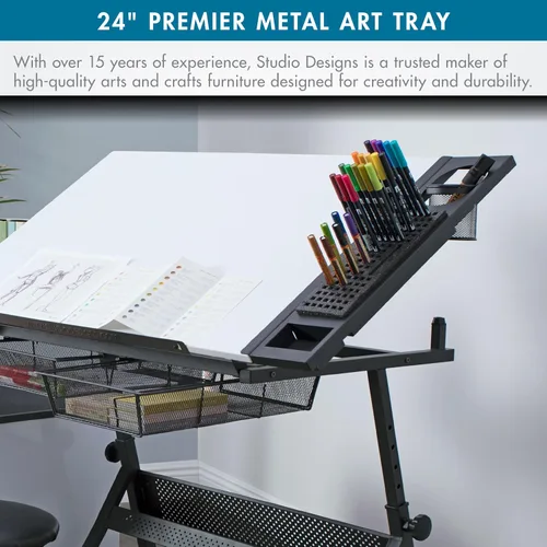 Vista 5 de SD STUDIO DESIGNS Modern Premier - Bandeja de metal para mesa de arte y manualidades, 24 pulgadas, color negro