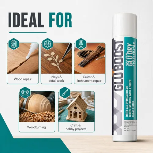 Vista 7 de GluBoost Spray acelerador de CA seco con pegamento que no se ruboriza, acabado súper transparente, seca todo el pegamento de cianoacrilato al