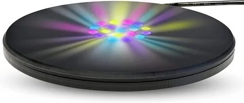 Vista 2 de Soporte de 19 LED que cambia de color, pedestal de exhibición iluminado circular para arte de cristal 3D, base de luz con enchufe AC/USB, soporte