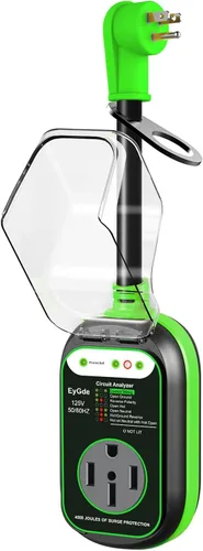 Vista 7 de EyGde Adaptador de 15 amperios a 30 Amp 110 RV con protector de sobretensión, adaptador patentado 4500J 5-15P macho a TT-30R RV enchufe RV Verde