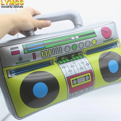Vista 6 de Juguete inflable de 16 pulgadas para fiesta de radio Boombox, 16 pulgadas, grande, inflable, retro, 80s y 90, caja de bocina, decoración de globo