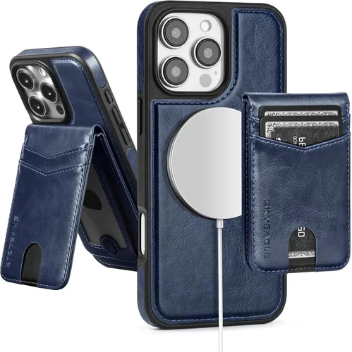 Vista 108 de SkyEagle - Funda tipo cartera compatible con MagSafe para iPhone 11, color negro Detachable Magnetic Credit Card Holder,RFID Blocking,PU