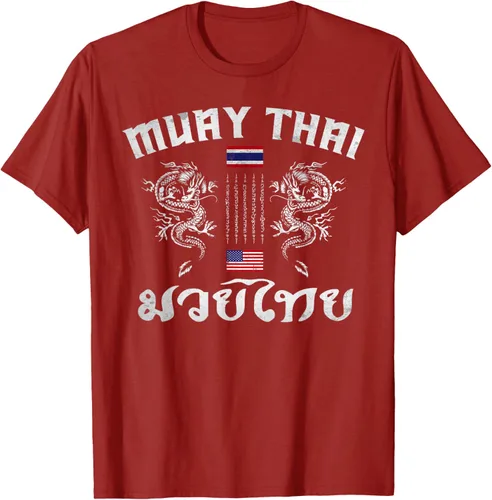 Vista 68 de Camiseta de equipo de entrenamiento de boxeo Muay Thai con bandera estadounidense de Tailandia, Negro, S