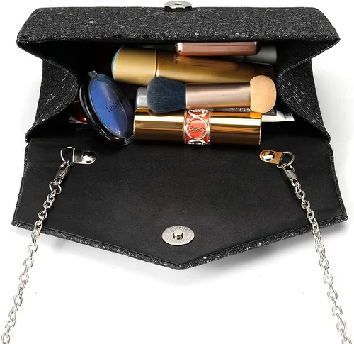 Vista 5 de CurvChic Bolso de noche para mujer, bolso de mano con diamantes de imitación, bolso de fiesta para novia y graduación