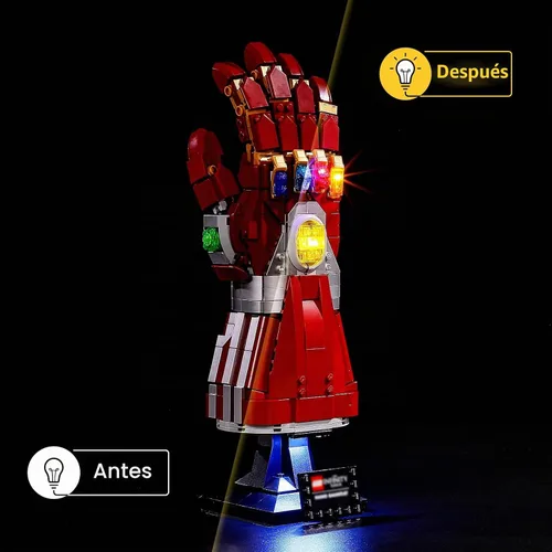 Vista 6 de YEABRICKS Luz LED para Lego 76223 Marvel Nano Gauntlet Modelo de bloques de construcción (juego de Lego no incluido)