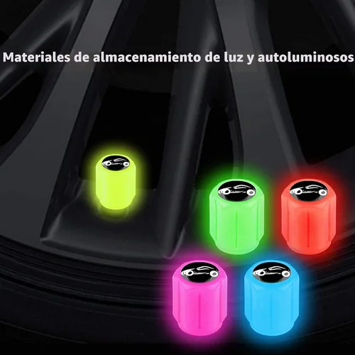 Vista 4 de 20 tapones fluorescentes para válvulas de neumáticos, tapones luminosos para válvula de aire de rueda de automóvil, accesorios de decoración 20Pcs-5