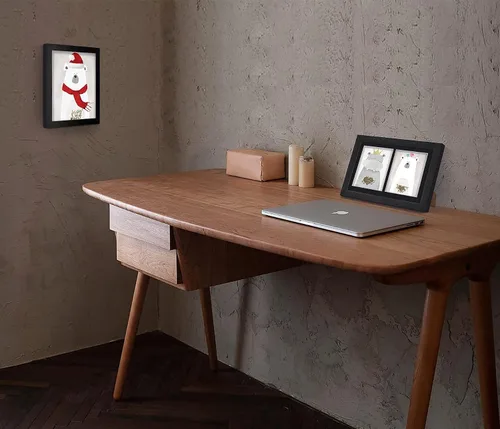 Vista 3 de Golden State Art, Marco de fotos de madera negro de 8.5 x 11 pulgadas, paspartú negro para 2 fotos de 5 x 7 pulgadas o certificado de 8.5 x 11