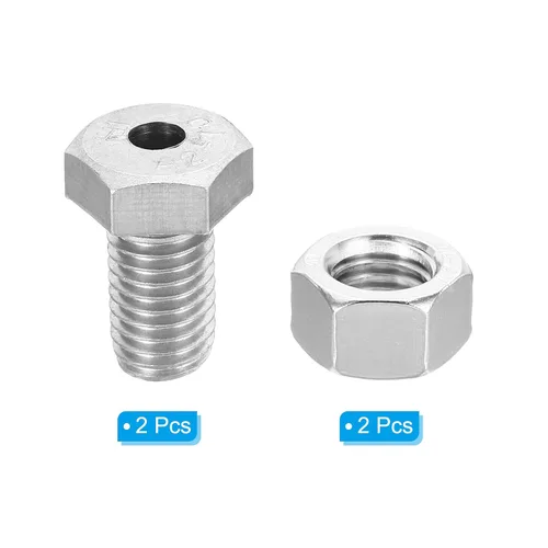 Vista 3 de PATIKIL Tornillo hexagonal externo hueco M12x20mm, 2 juegos de tornillos cilíndricos de rosca de lámpara a través del perno de agujero con tuerca