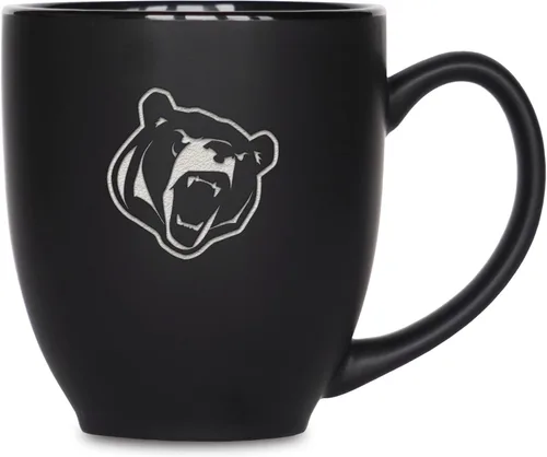 Vista 409 de Rico Industries - Taza de cerámica mate negra con grabado láser estándar de 15oz para NCAA (escuelas T & U) - Para bebidas calientes o frías
