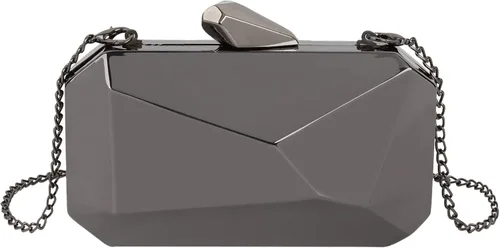 Vista 23 de Reberomantic - Bolso de mano para mujer con patrón de celosía, geométrico, con cadena, tipo clutch para la noche