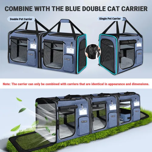Vista 3 de Petskd Transportador grande combinable para gatos con caja de arena para viajes en automóvil, 19 x 17 x 18 pulgadas, transportador suave portátil