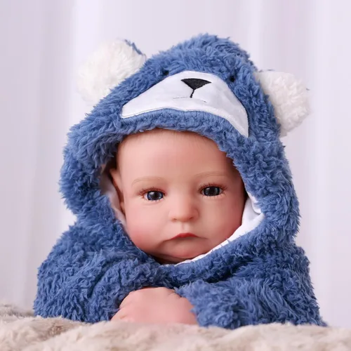 Vista 5 de BABESIDE Muñecas Reborn de bebé realistas Niño - Aiden 17 Pulgadas Muñeca de bebé realista hecha a mano de tela suave con cuerpo de silicona recién