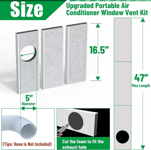 Vista 3 de Forestchill - Kit de ventilación de aire acondicionado portátil con paneles de espuma aislante, 3 paneles de sellado de ventilación de CA ajustables