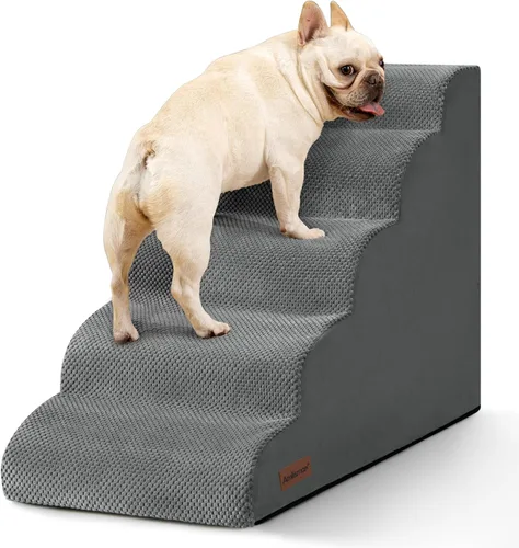 Vista 12 de Aodisman Escaleras para perros pequeños,Rampa para perros de 3 escalones Beige