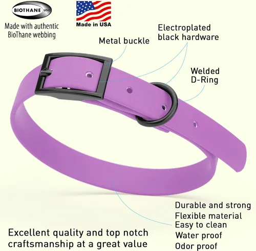 Vista 372 de Dogline Biothane - Collar impermeable para perro con hebilla de liberación rápida, resistente cincha de nailon recubierta con resistente y a prueba