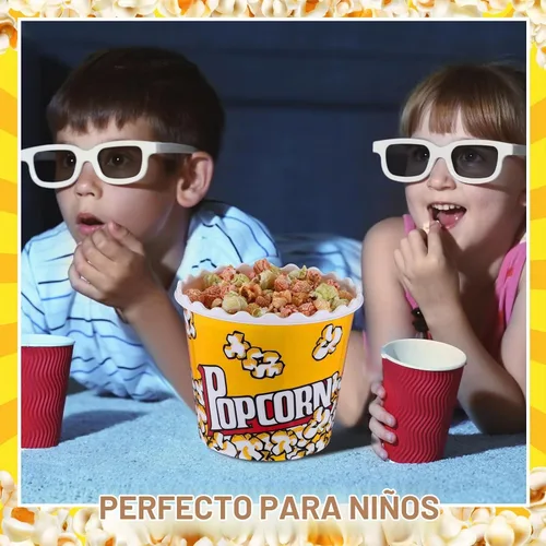 Vista 6 de Roshtia 6 recipientes de plástico para palomitas de maíz, cubos reutilizables, cajas de palomitas de maíz de 75 onzas, cuenco con cuchara