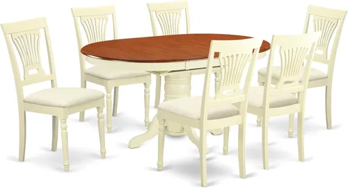 Vista 12 de East West Furniture AVPL5-BCH-W - Juego de mesa de cocina de 5 piezas para 4 personas, incluye una mesa de comedor ovalada con hoja de mariposa y 4