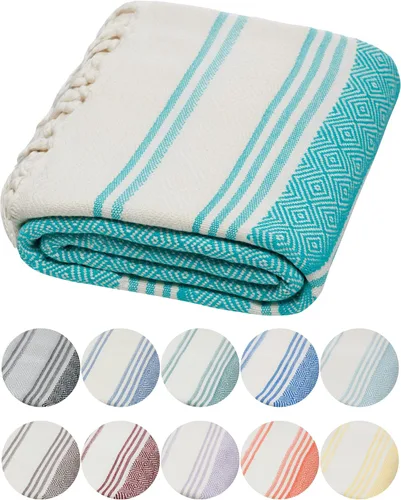 Vista 20 de DEMMEX Organic Diamond - Toalla turca de baño y playa 100% algodón turco certificado Oeko-TEX, ultra suave, de secado rápido, ligera, compacta