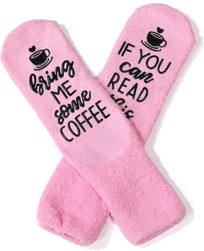 Vista 61 de CHANGGER Calcetines unisex con texto en inglés "If You Can Read This Bring Me Some Fuzzy Funny Saying Crew Socks Christmas Unisex Gift