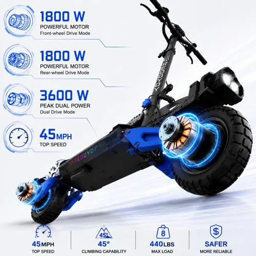 Vista 2 de Scooter eléctrico todoterreno RD2 para adultos, motores duales