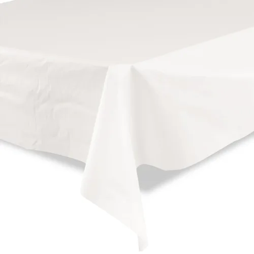 Vista 2 de Tablemate BIO1403WH cobertor de mesa de plástico blanco biodegradable, 40" x 300 pies.