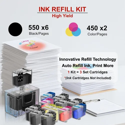 Vista 2 de 285XL 286XL Kit de recarga de tinta para cartuchos de tinta Canon 285XL y 286XL Compatible con Canon PG-285XL CL-286XL 285XXL 286XXL Funciona