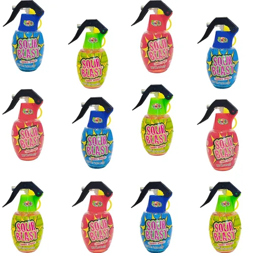 Vista 11 de El spray de caramelo viene en tres sabores diferentes Cherry Splash Blue Raspberry Blast Sour Apple Blast, certificado Kosher, 2.01 onzas por