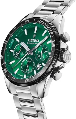 Vista 2 de Festina Mens Chronograph Green Dial Stainless Steel Bracelet F205604